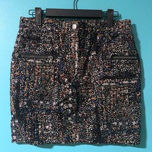 Club Monaco 2 Corduroy Multicolor Black Floral Print Mini Skirt